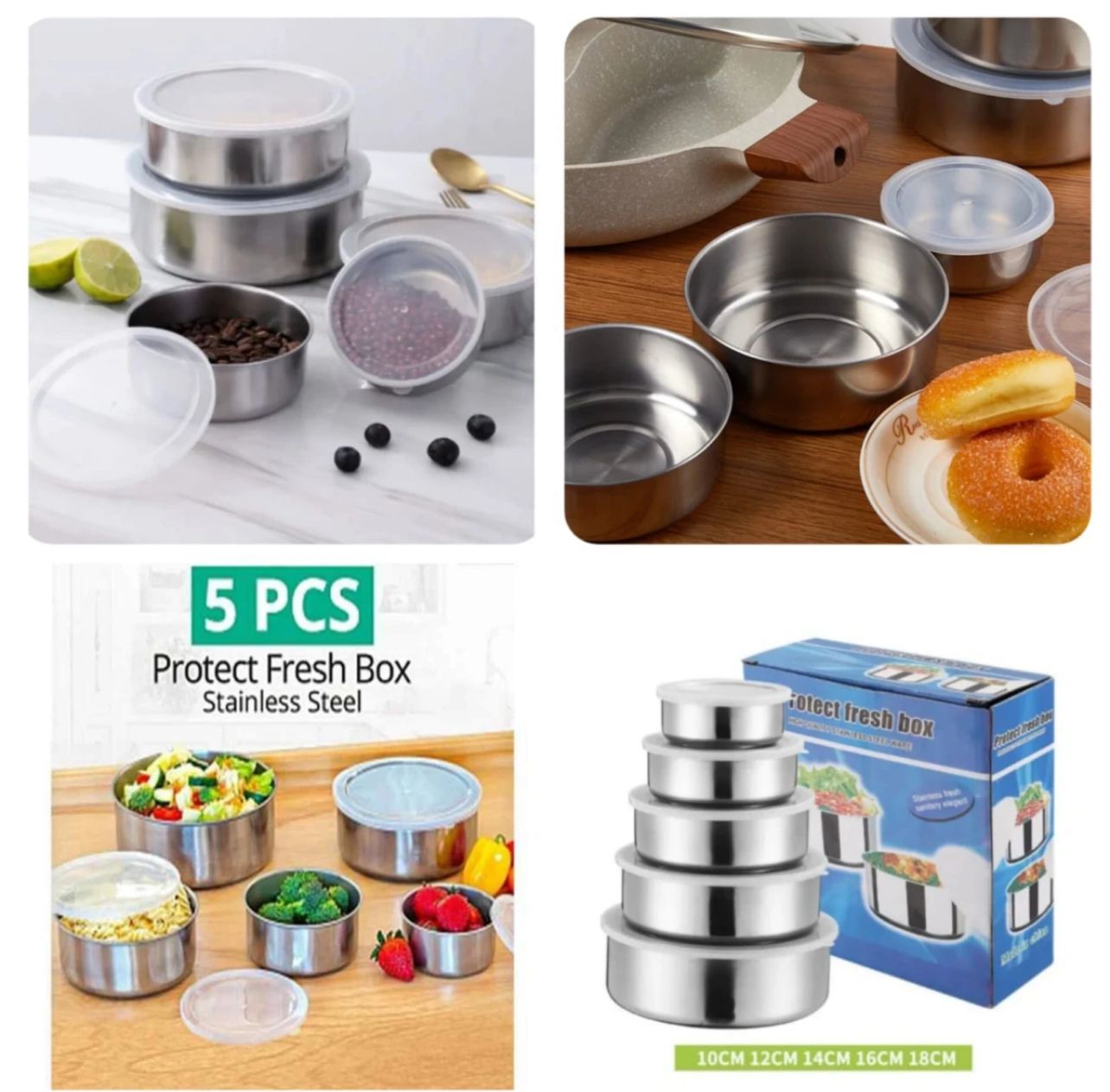 Stainless Steel Food Storage Container 5 Pcs Bowl Set