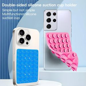 Double Side Silicone Suction Pad For Mobile Phone Fixture Suction Cup Backed 3M Adhesive Silicone Rubber