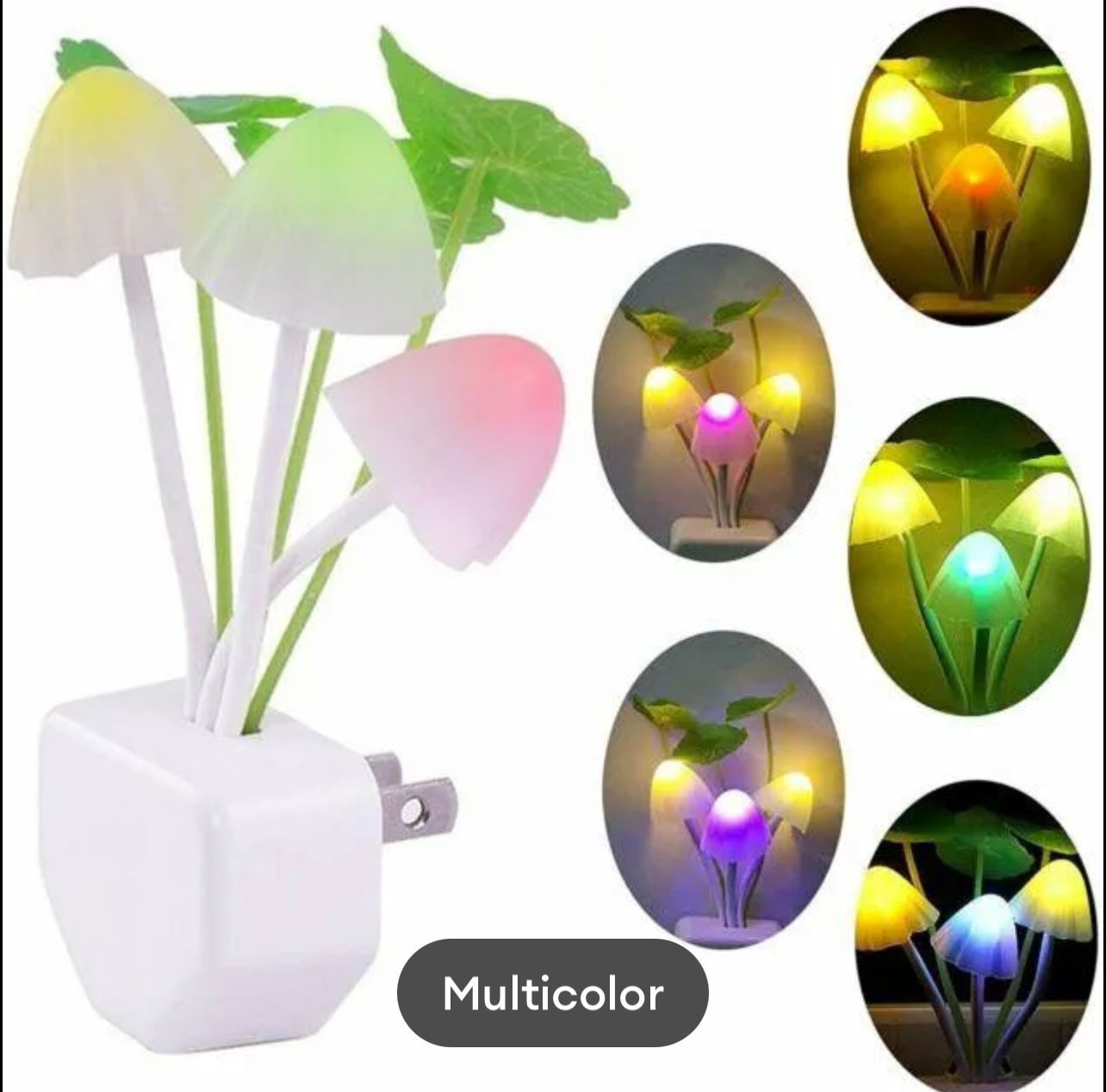 LED Night Light Mushroom Lamp With Automatic Day/Night Sensor Control